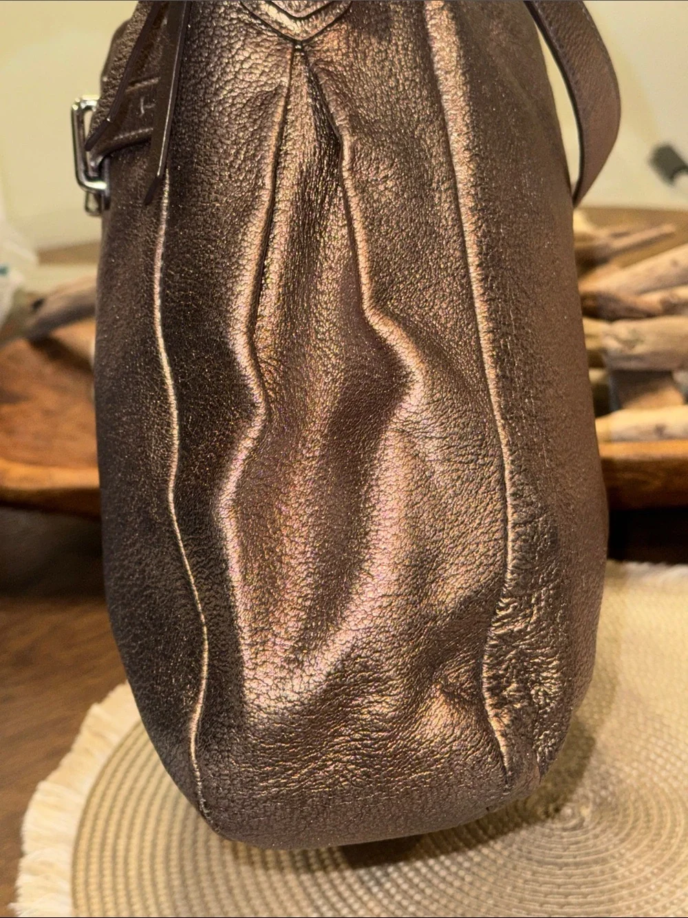 Coach Metallic Bronze Leather Shoulder Bag - Women's Bag
